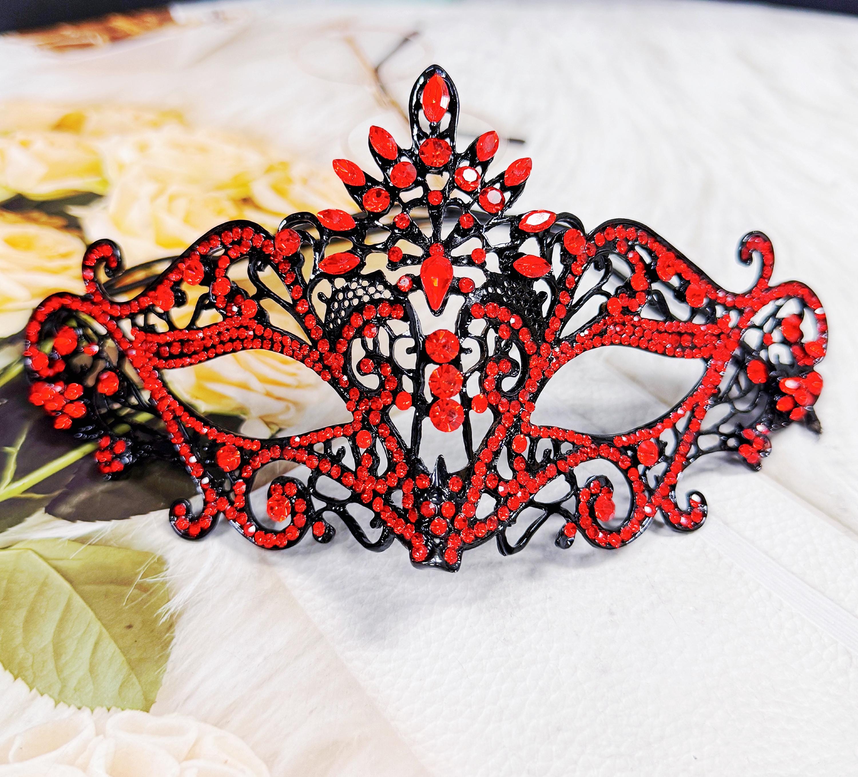 Red Crystal Masquerade Mask: Rhinestone Party Mask - Etsy