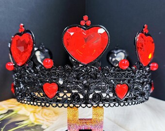 Dark Gothic Red Crystal Heart Crown, Evil Queen Halloween  display picture 1