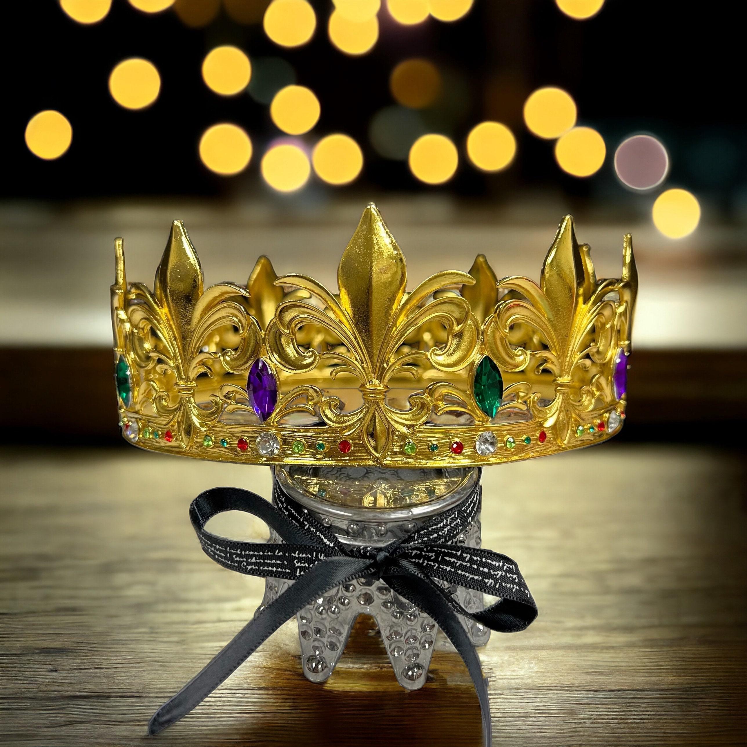 Mardi Gras Fleur-de-lis King Crown: Gemstone Royal Headwear  display picture 1