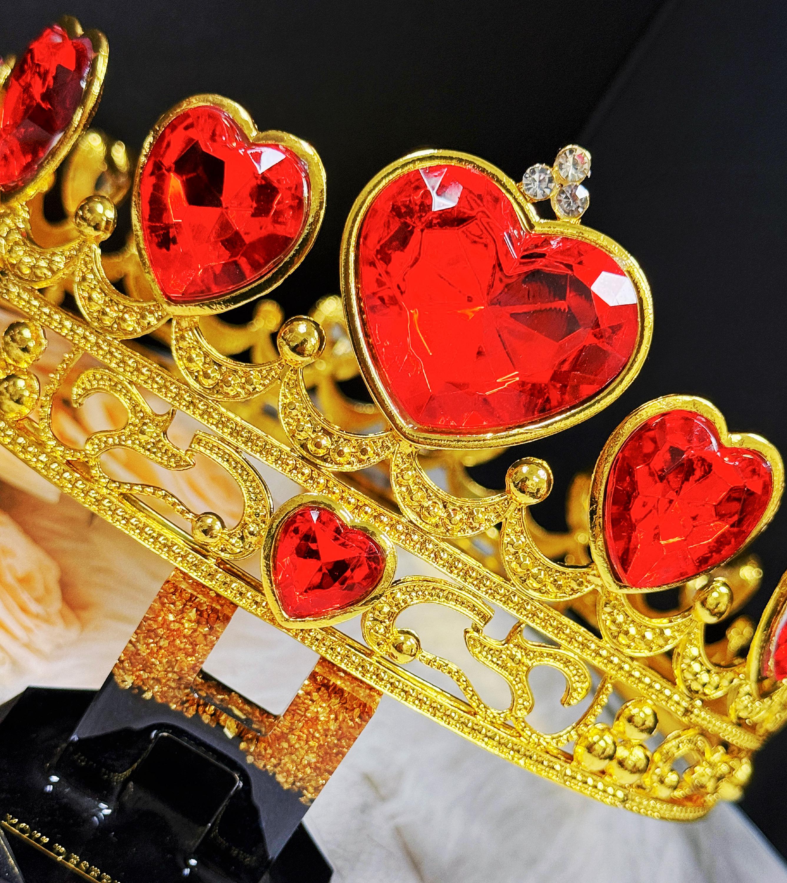 Wedding Crown, Bridal of Heart Crown, Love Crown, Valentine Crown, Crystal Crown Shiny Crystal Love Heart With Princess Crown Design Royalty  main image 3