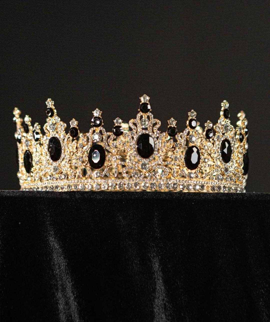 Royal King Black Rhinestone Crown for Men, Wedding, Costume 