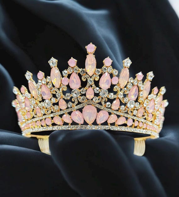 ULTNICE 12pc Tiara Crown Brooch Set - Gold Crystal Wedding Party Pageant Pins