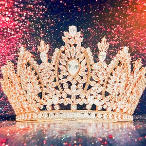 Zirconia Rose Gold Wedding Crown: Bridal Quinceanera Tiara