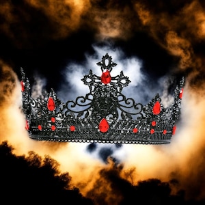 Black Lion King Crown: Red Crystal Dark Lord Headpiece