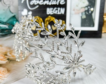 Kristall Braut Stirnband: Silber Hochzeit Tiara Haarschmuck