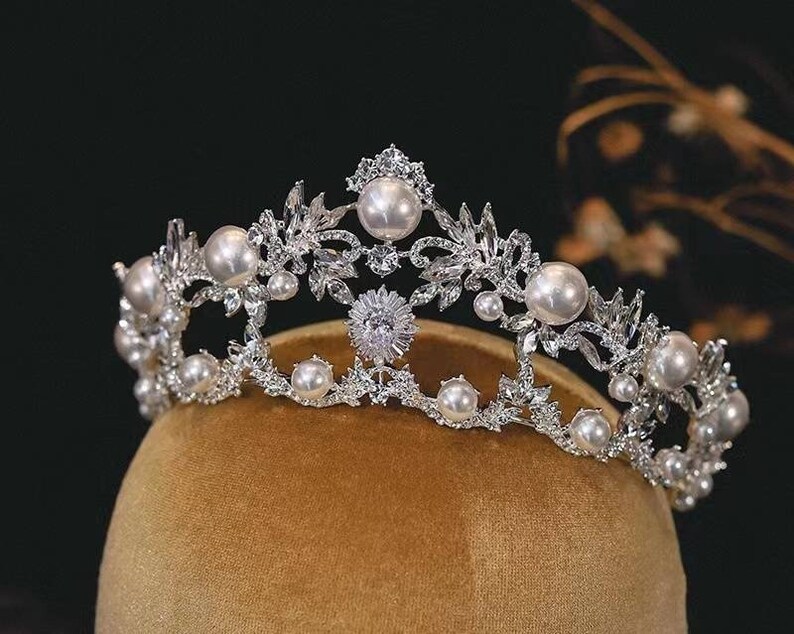 Pearl & Crystal Bridal Tiara Pearl Wedding Tiara Pearl Etsy
