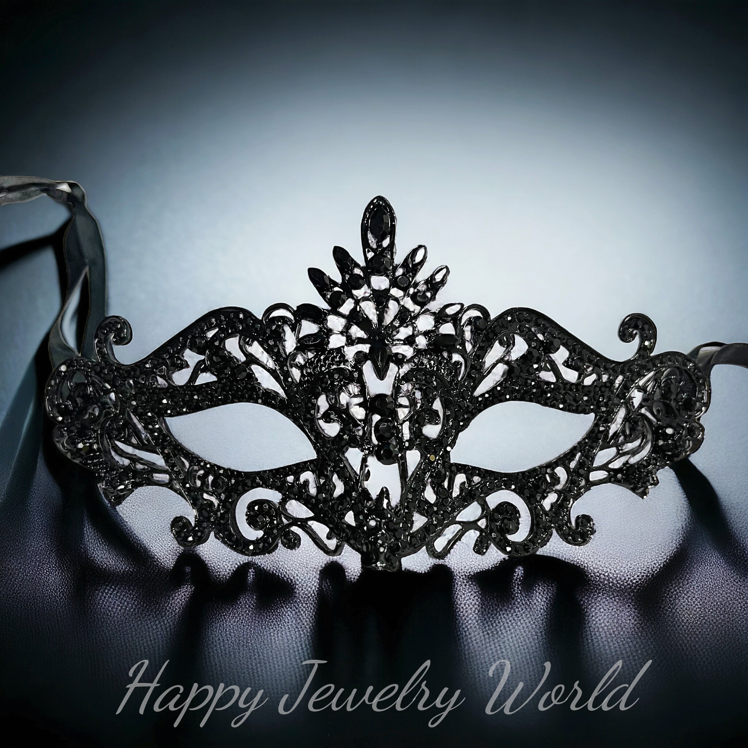 Men's Masquerade Mask, Luxury Black Crystal Mask, Masquerade Ball