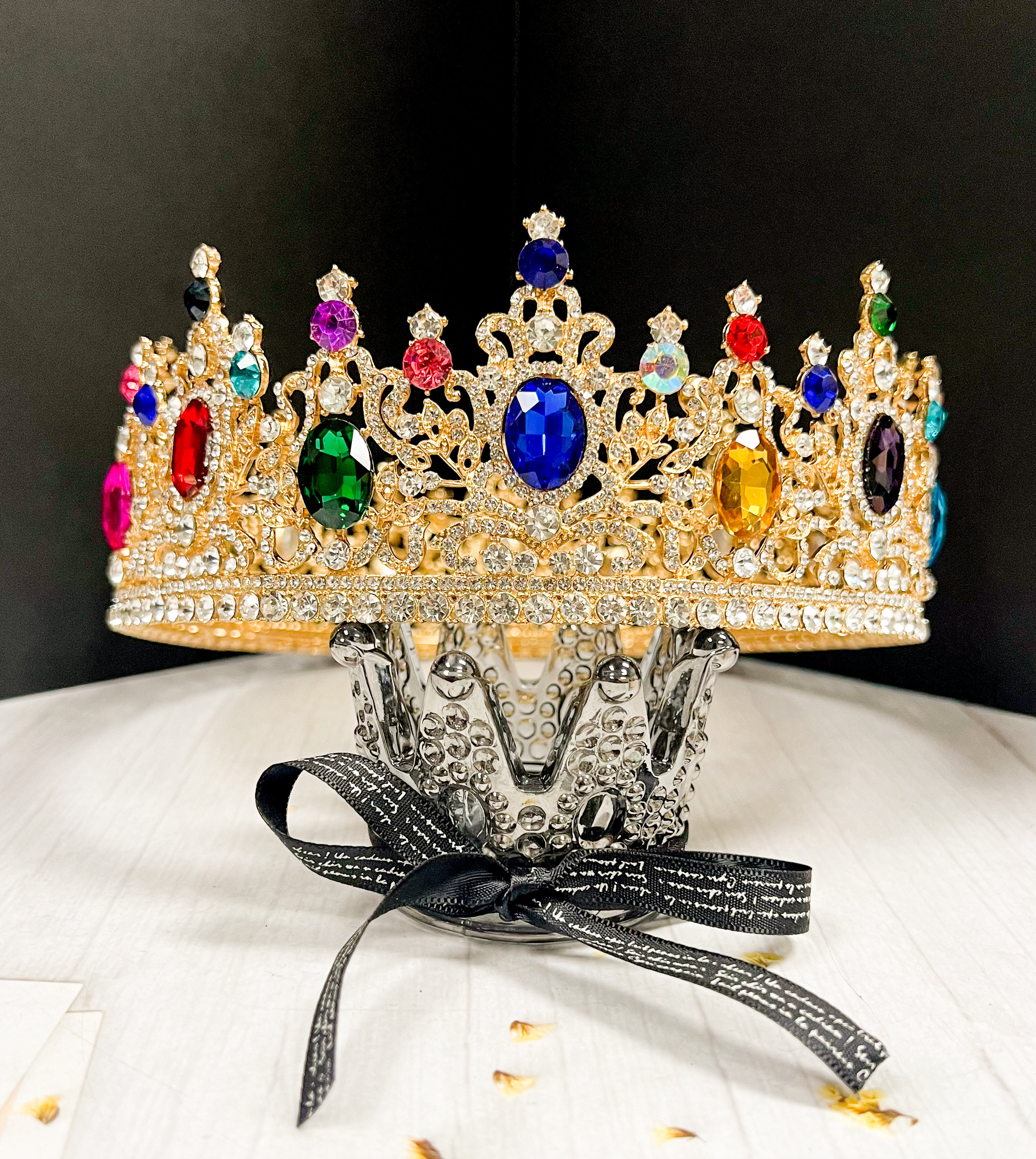 Rainbow Crystal King Crown: Gold-plated Baroque Tiara - Etsy  display picture 3