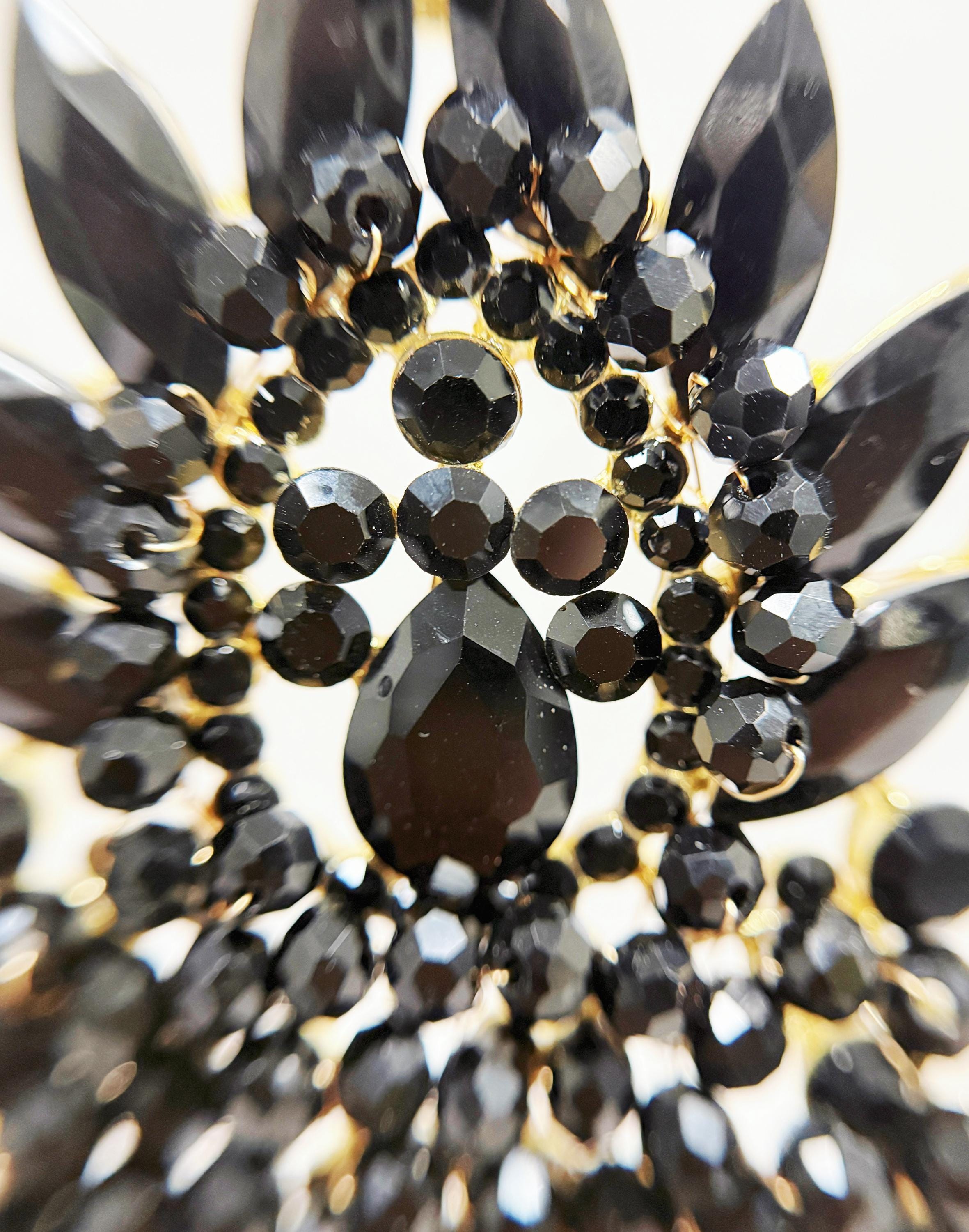 Luxury Black Crystal Crown: Gothic Queen Headdress, Prom 