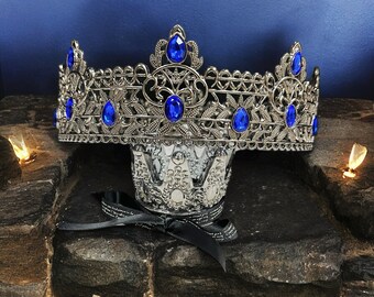 Corona Reale Uomo Con Strass Neri – Cerimonie, Matrimonio, Cosplay, Compleanno – Regalo Uomo - 5