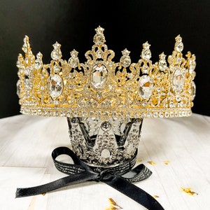 Vintage Gold Hochzeitskrone, Hochzeit Kopfschmuck, Krone, handgemachte Königs Krone, Karneval Krone, Maskenball, Geburtstagsgeschenk