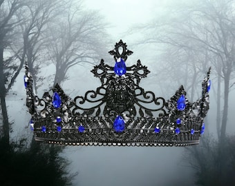Black Crystal Lion King Crown: Dark Lord Headpiece, Halloween Costume