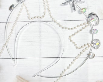 Mermaid halo crown, Silver Halo Crown, Seashell Hao Crown, Starfish Halo Crown Mermaid halo crown, Silver Halo Crown, Seashell Hao Crown  main image 4