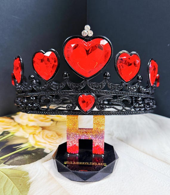 Gothic Black and Red Heart Crown Tiara Amazon.com: CIEHER Queen of Hearts Costume - Gothic Red  main image 2