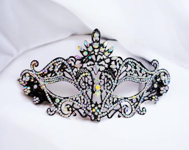 Iridescent Crystal Masquerade Mask: Black Rhinestone Party Mask - Etsy