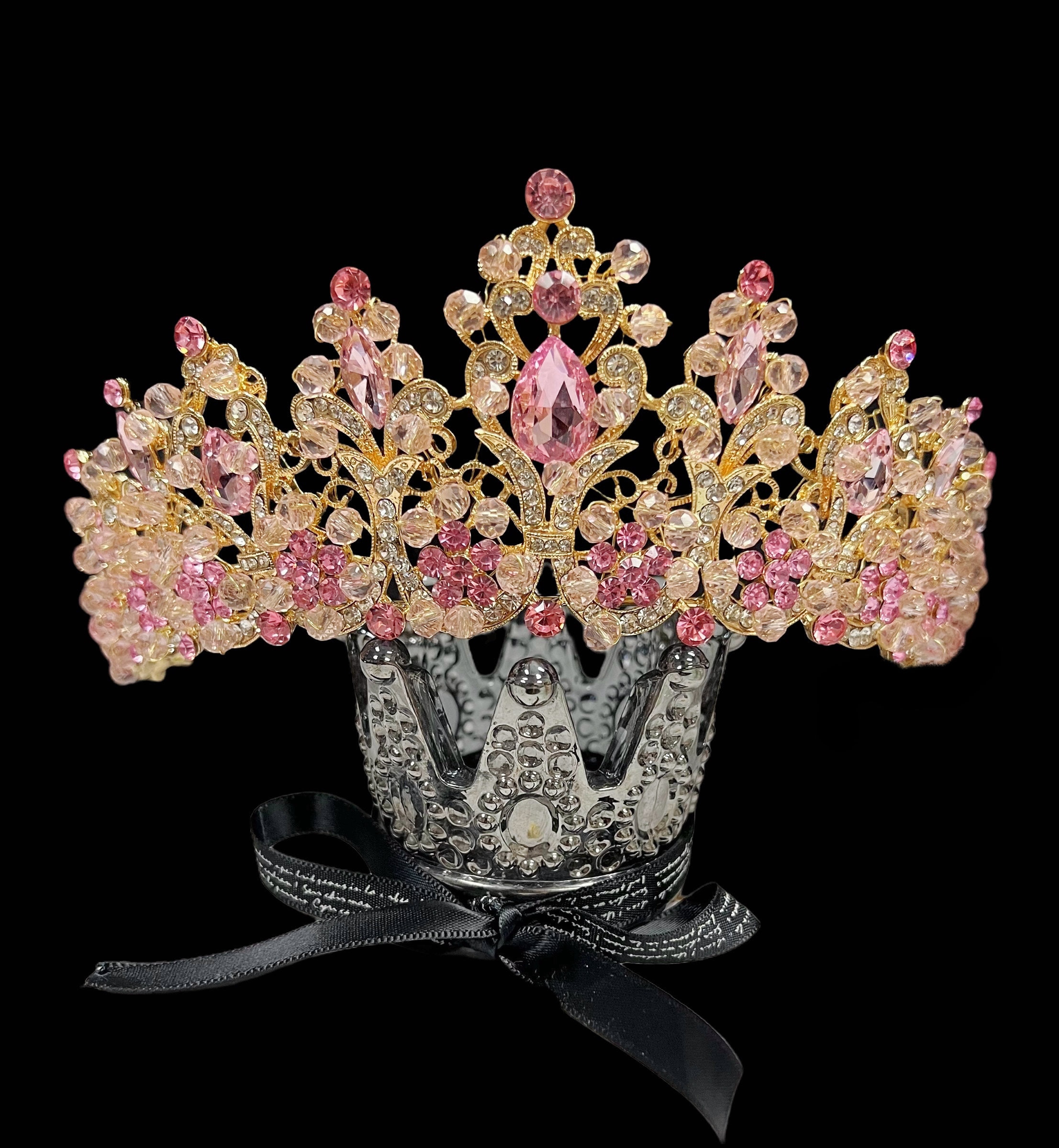 Pink Rhinestone Princess Crown: Crystal Tiara, Wedding Headband - Etsy