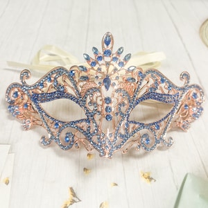 Masquerade Ball Party Gold Mask, Venetian Blue Eye Masks, Mardi Gras Parade Mask, Costume, New Year, Masquerade, Theatrical, Prom, Wedding