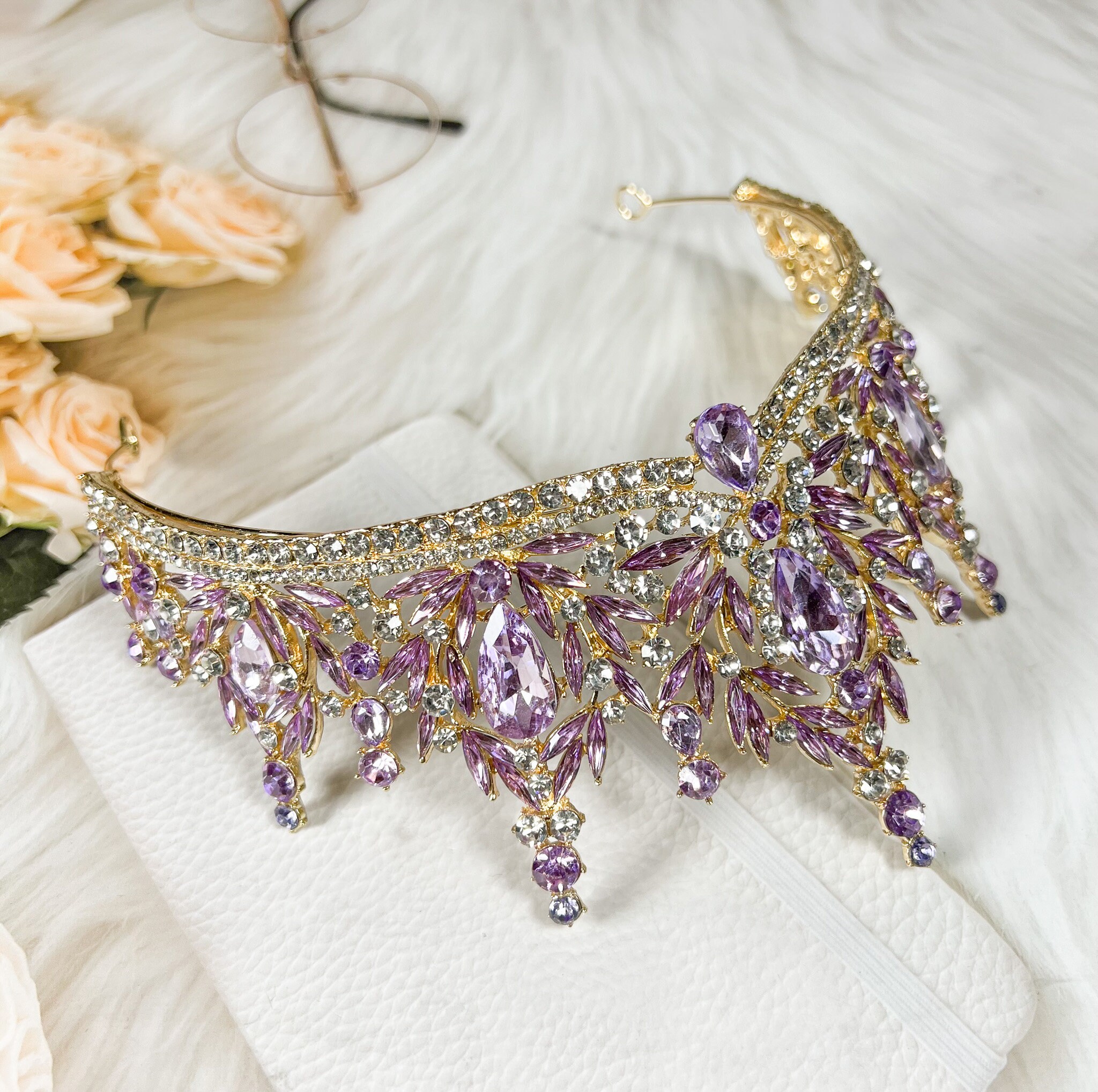 HANDCRAFTED Elegant Purple and brass Tiara made by a creator on Etsy NWOT Purple Celestial Fairy Tiara, Elf Headpiece, Fairy Costume  main image 4