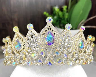 Crystal Crown | Wedding Headband | Queen Tiara | Ren Faire Crown | Celestial Crown | Royal Headpiece | Gold Sunburst Headband | Gift for Her