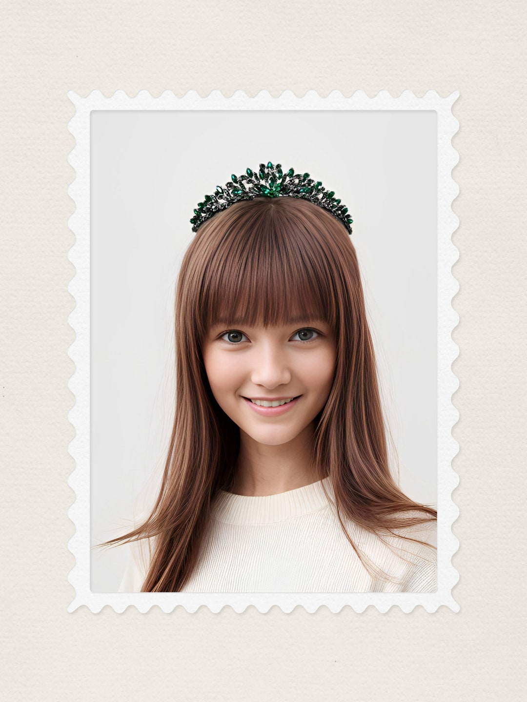 Green Rhinestone Headband Wedding Hair Accessories for Brides Tiaras