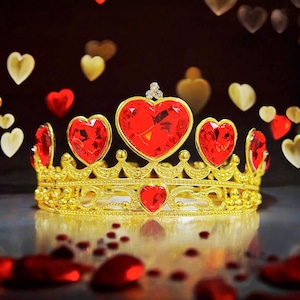 Love Crown, Queen of Heart Crown, Red Heart Crown, Gold Crown, Homecoming Queen Crown, Valentine Crown, Quinceanera Crown, Gift of Love