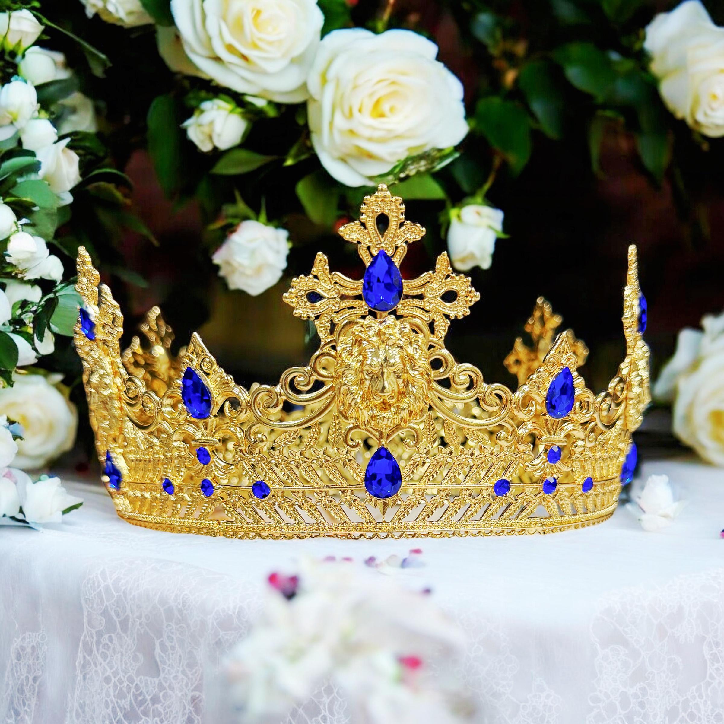 Tiara rotonda con cristalli per matrimonio, regina