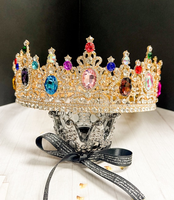 Vintage Multicolor Crystal Flower Royal Crown Amazon.com: TOBATOBA Tiaras for Women, Multicolor Tiara Gold  main image 3