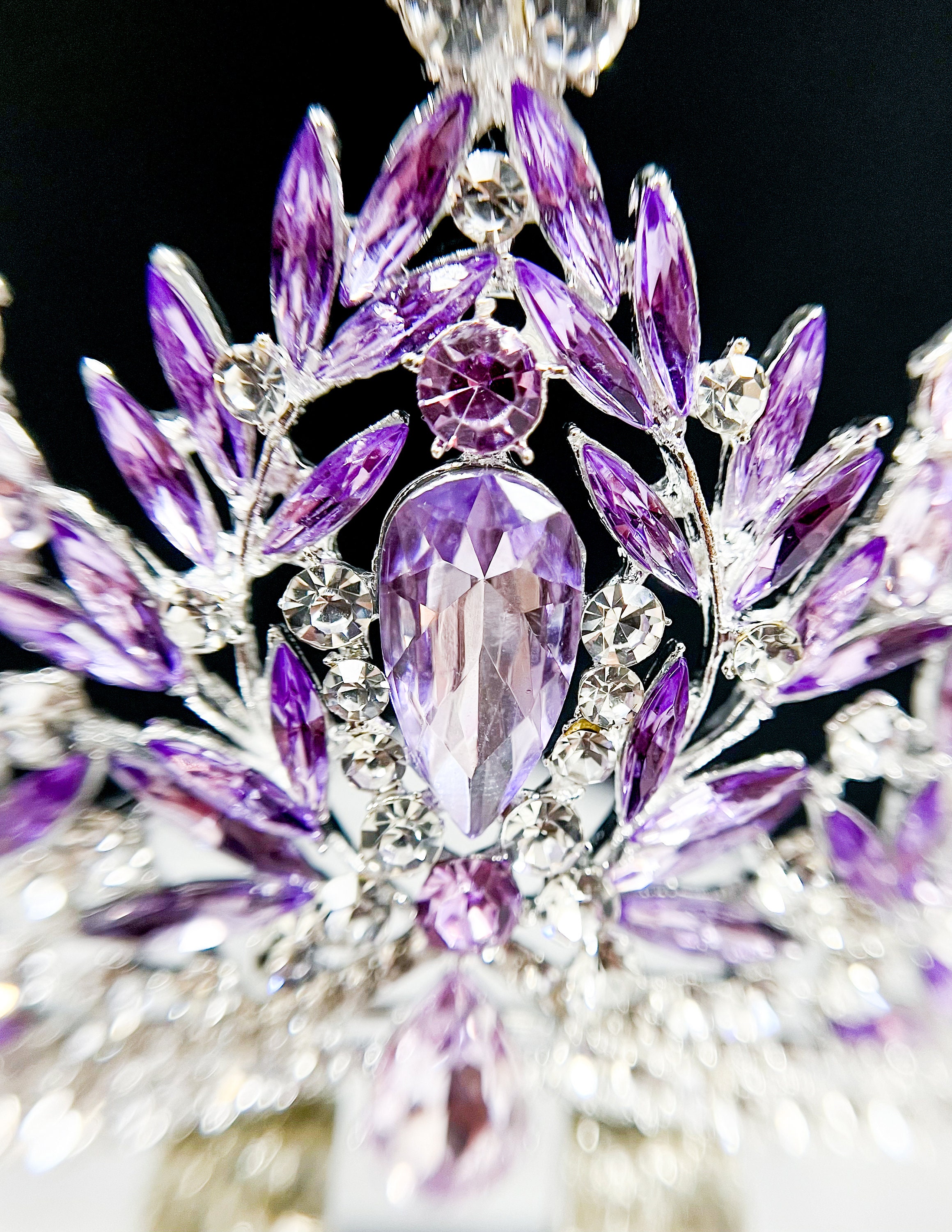 Lavender Crystal Crown, Silver Bridal Crown, Wedding Headpiece, Pageant Crown Ornate Silver Purple Crystal Tiara Bridal Crown Birthday  main image 2