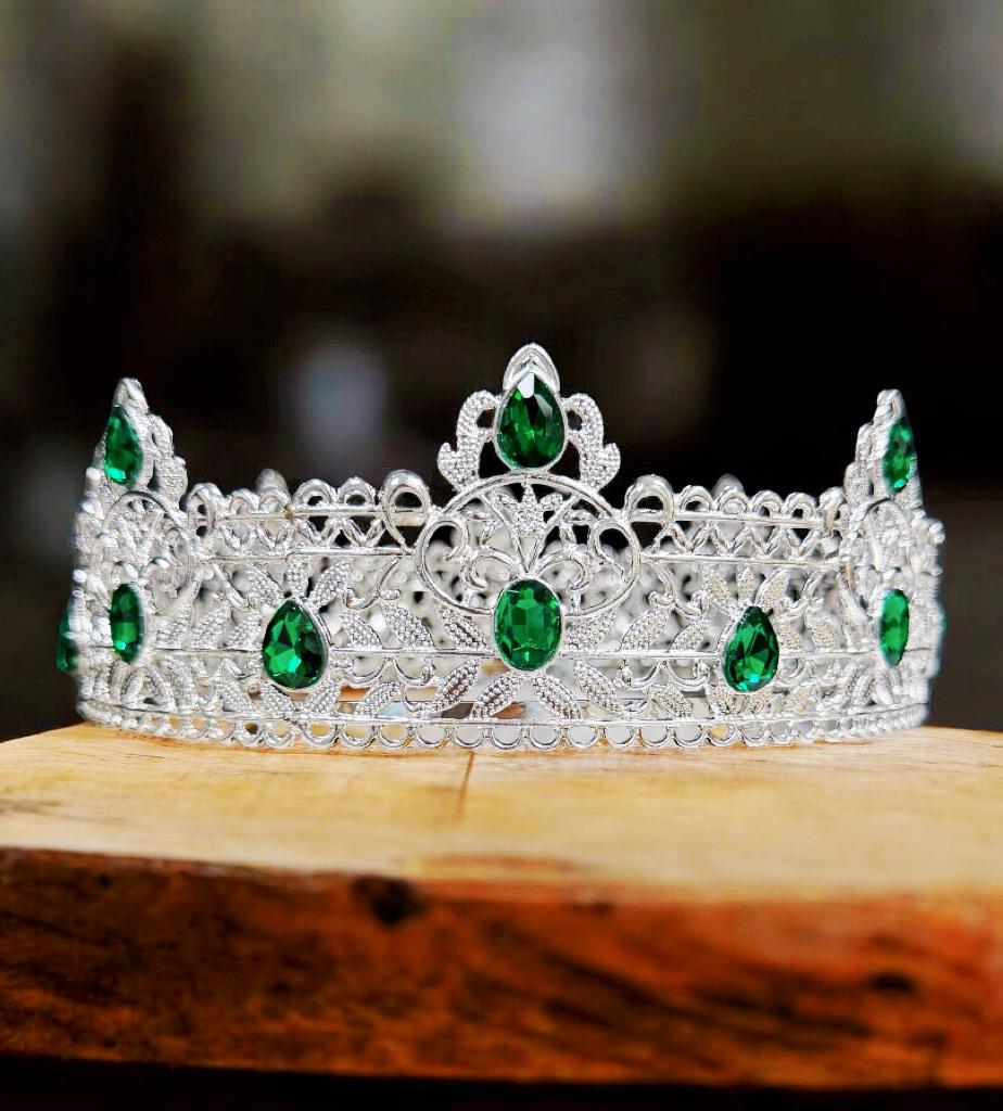 Green Crystal King Crown: Silver Rhinestone Cosplay  display picture 1