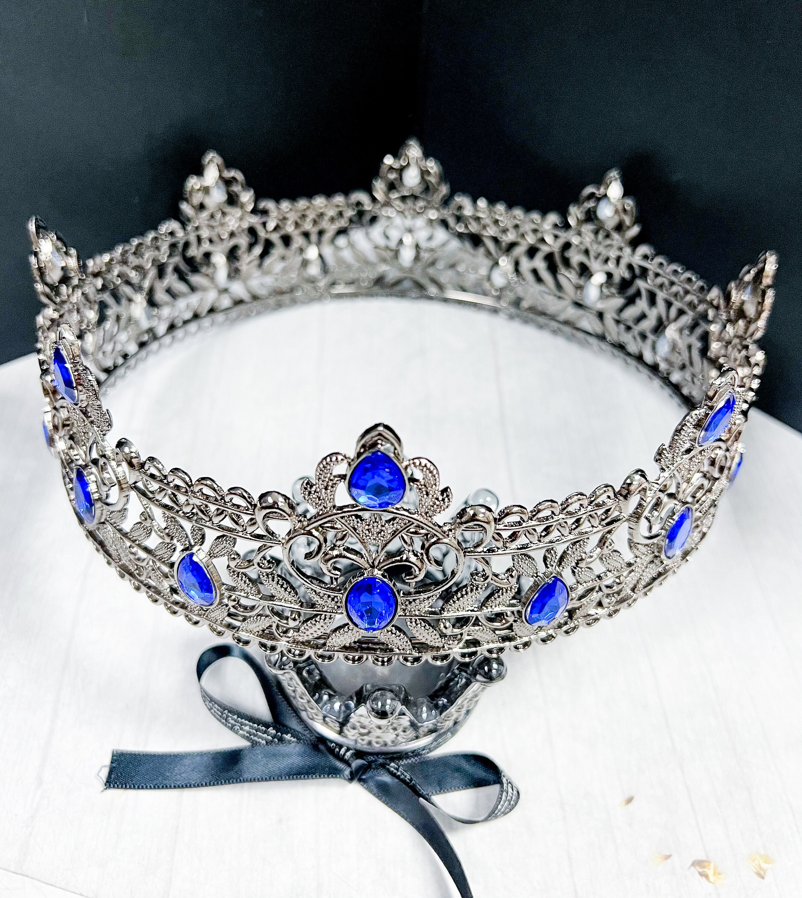 Metal Crown Set for Men Women Blue King Queen Princess Party Accessories Royal King Queen Crown for Men/Women Metal Prince Crowns and  main image 3