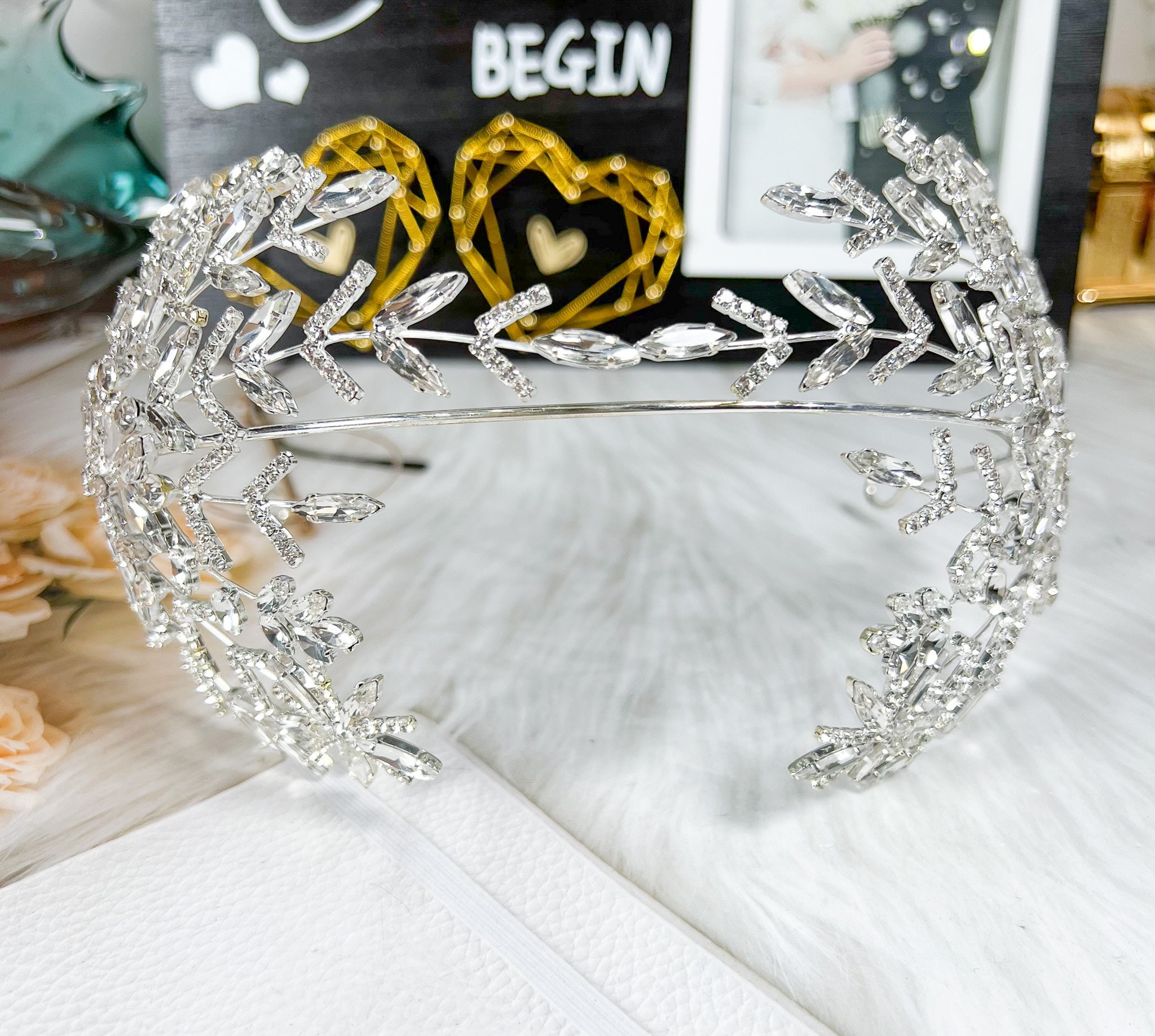 Crystal Bridal Headband: Silver Wedding Tiara Hair Accessory 