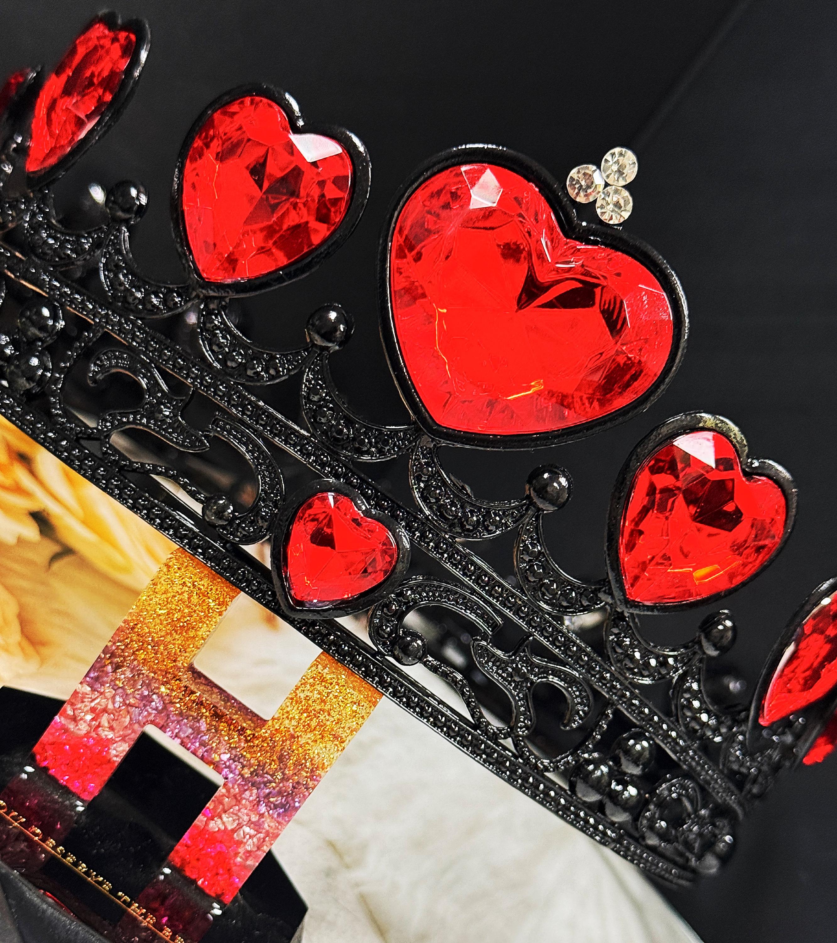 Gothic Black & Red Heart Crown Headpiece Amazon.com: CIEHER Queen of Hearts Costume - Gothic Red  main image 2