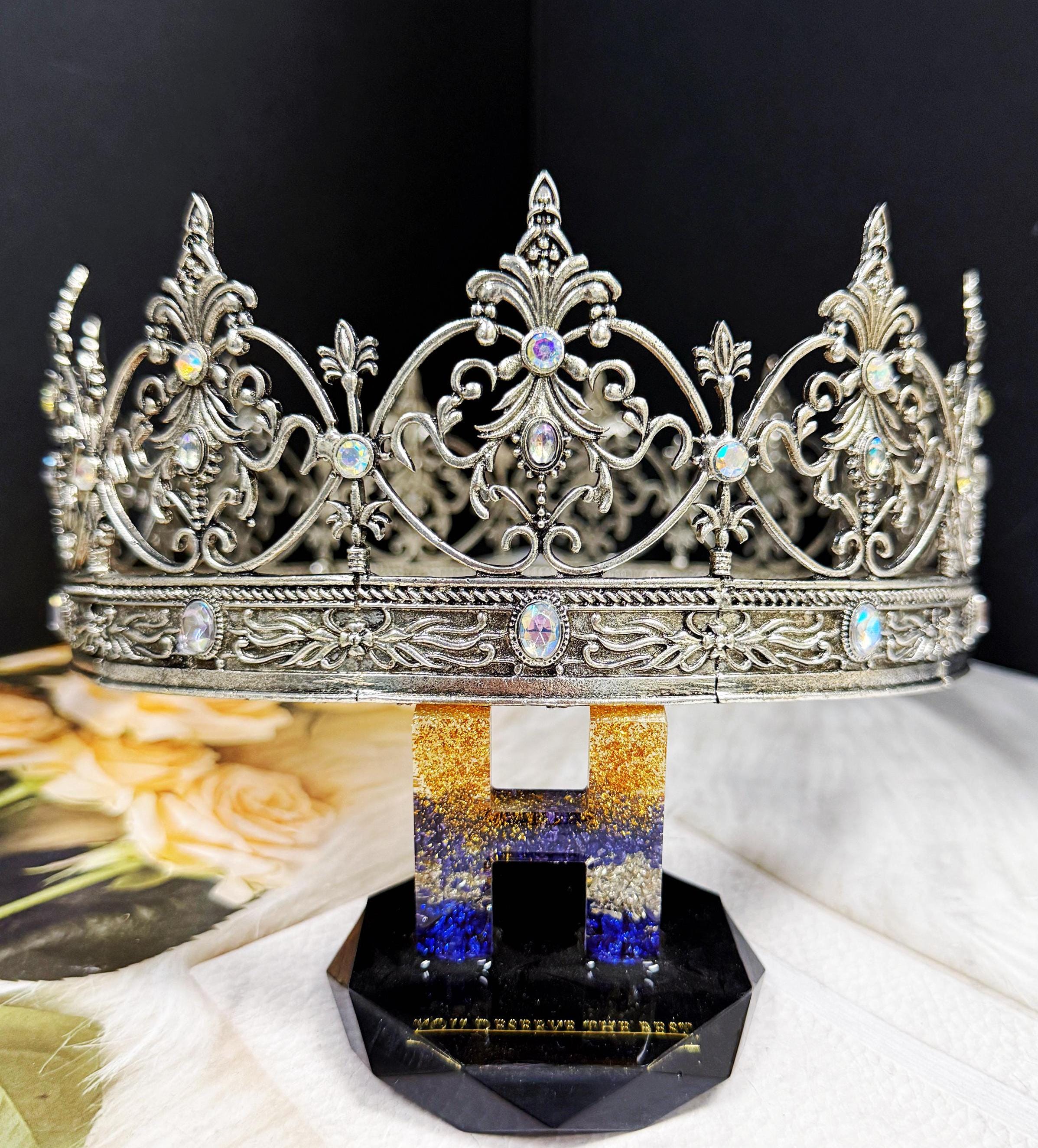 Elegant Medieval Silver Color Crystal Tiara Crown Amazon.com: MOSTORY Handmade Silver Viking Crown with  main image 2