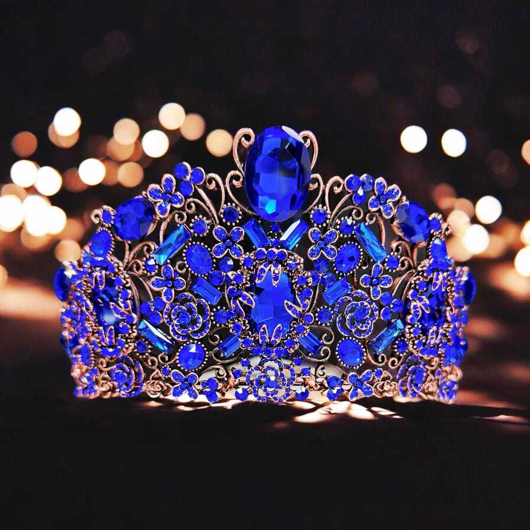 Handmade Sapphire Crystal Crown: Victorian Bronze Copper  display picture 1