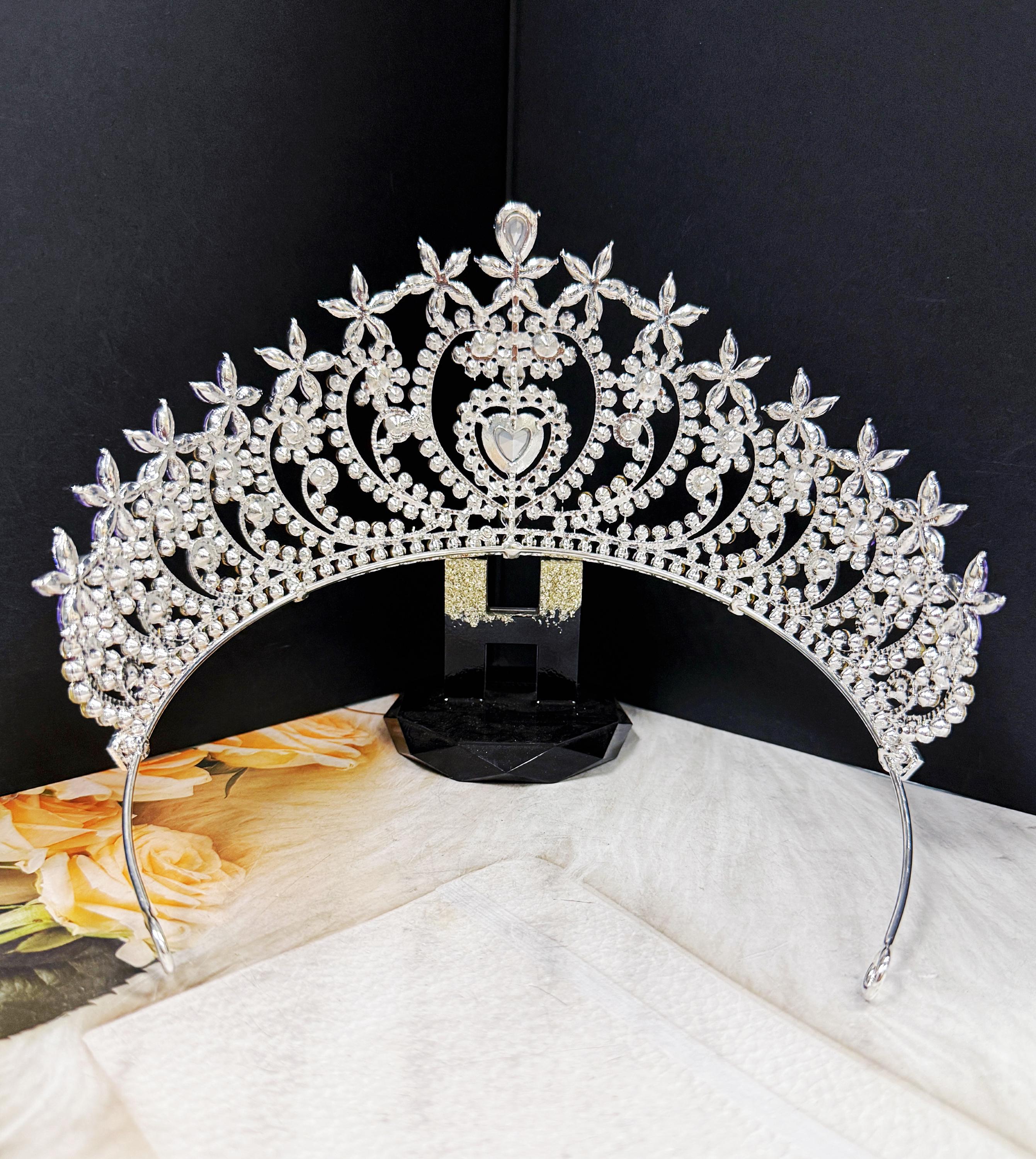 Crystal Heart Tiara: Silver Purple Rhinestone Princess Crown - Etsy