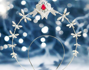 Silver Dragonfly Halo Crown: Bridal Crystal Headpiece