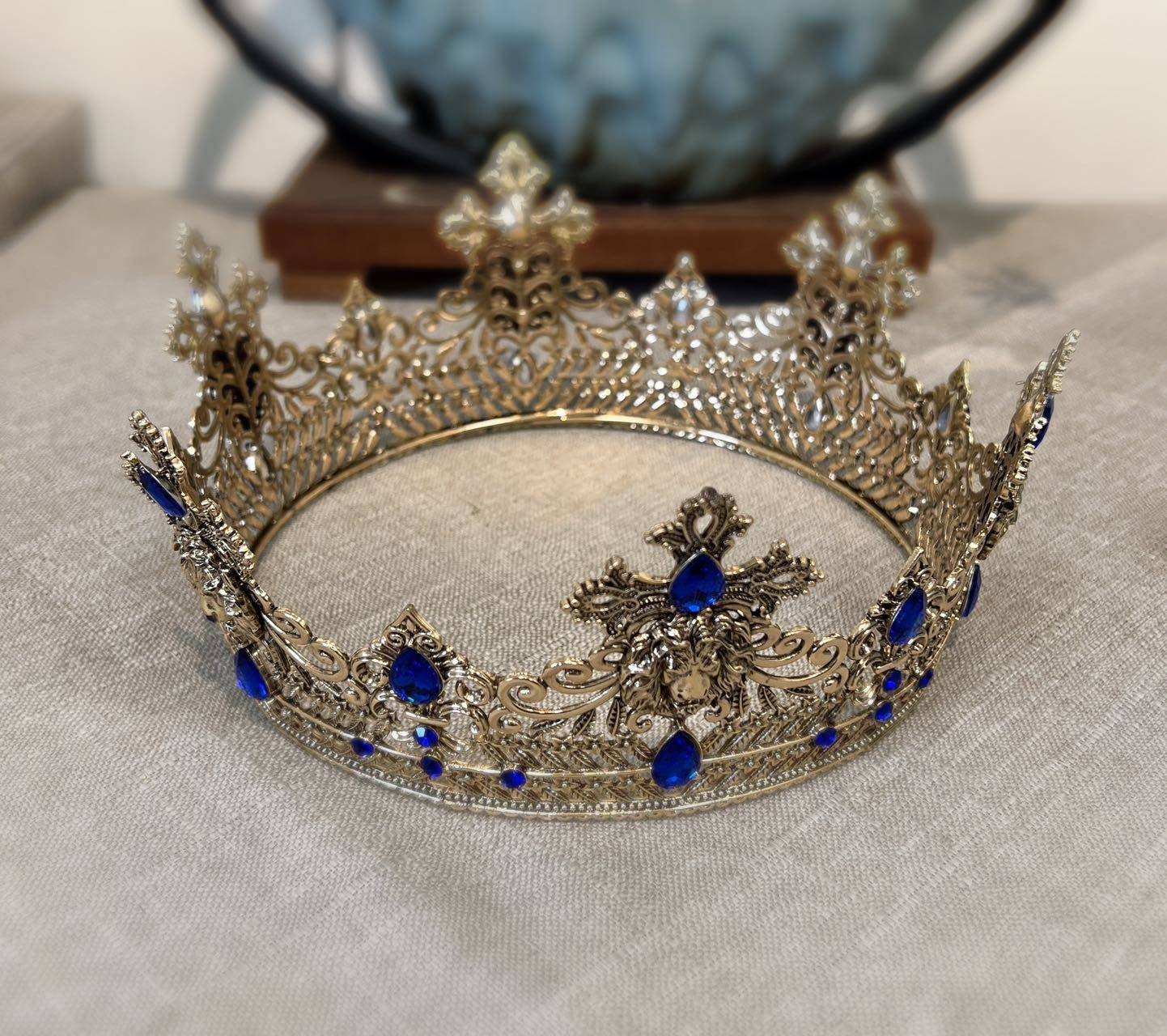 Corone da uomo in metallo per adulti e uomini, compleanno, ballo di fine anno, festa di ritorno a casa, corona di re corona, per cosplay, matrimonio, ritorno a casa (oro scuro con