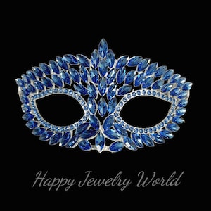 Handgemaakt blauw kristallen masker: kostuumaccessoire Venetiaanse bal