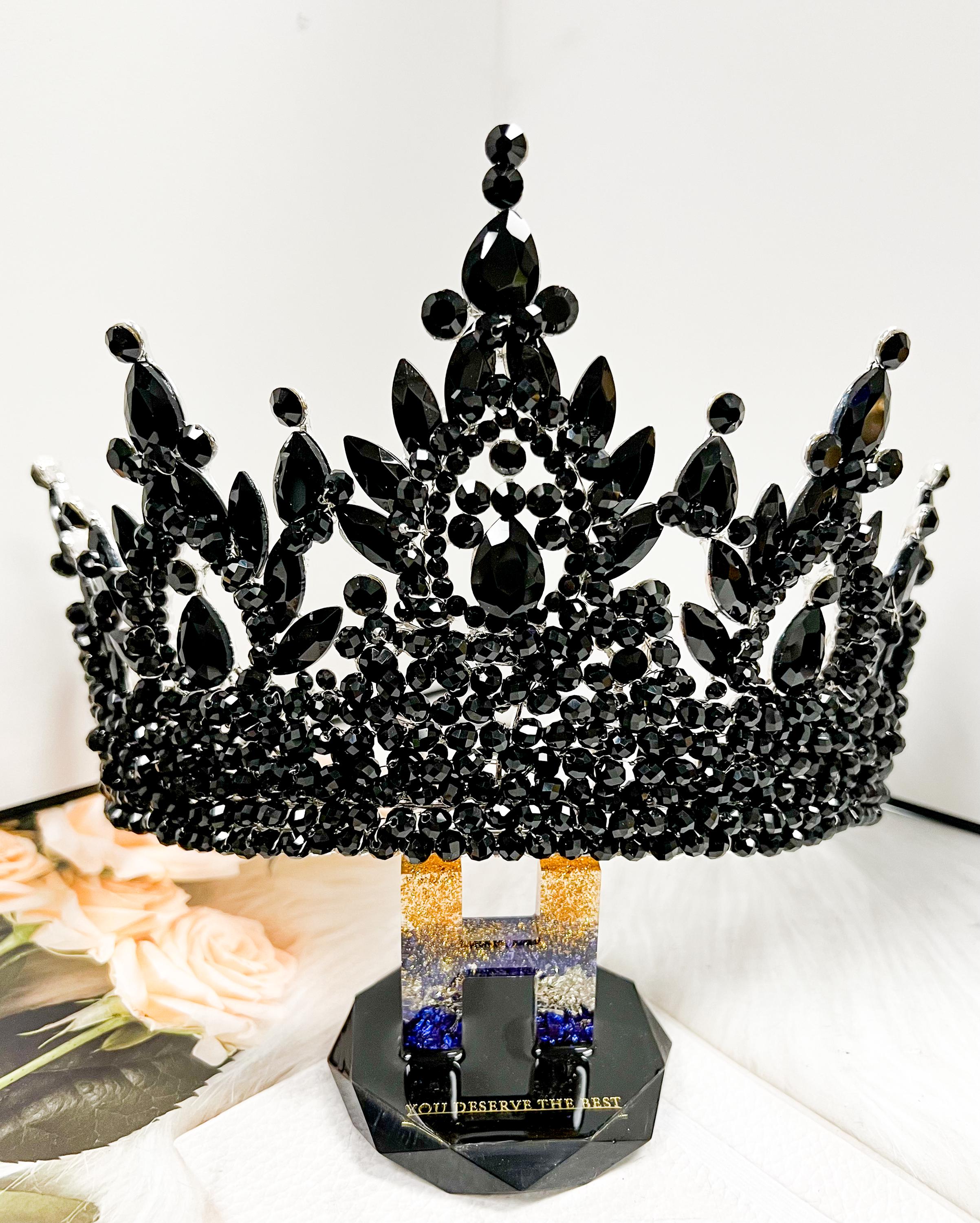 Luxury Black Crystal Crown: Gothic Queen Headdress, Prom  display picture 1