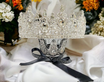 Silver Wedding Crown, Bridal Hair Piece, Wedding Headpiece, Wedding Day Goddess Crown, Bridal Crystal Headband, Handmade Rhinestone Crown