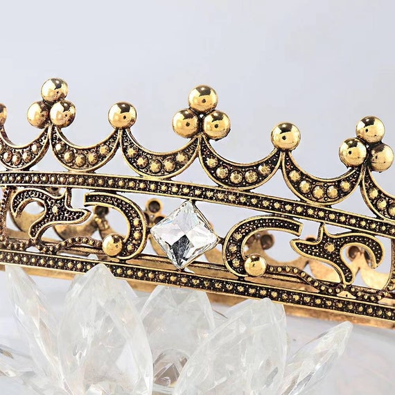 Couronne de roi d'or pour hommes, couronnes d'anniversaire de prince,  cosplay Royal Crown Prom Halloween