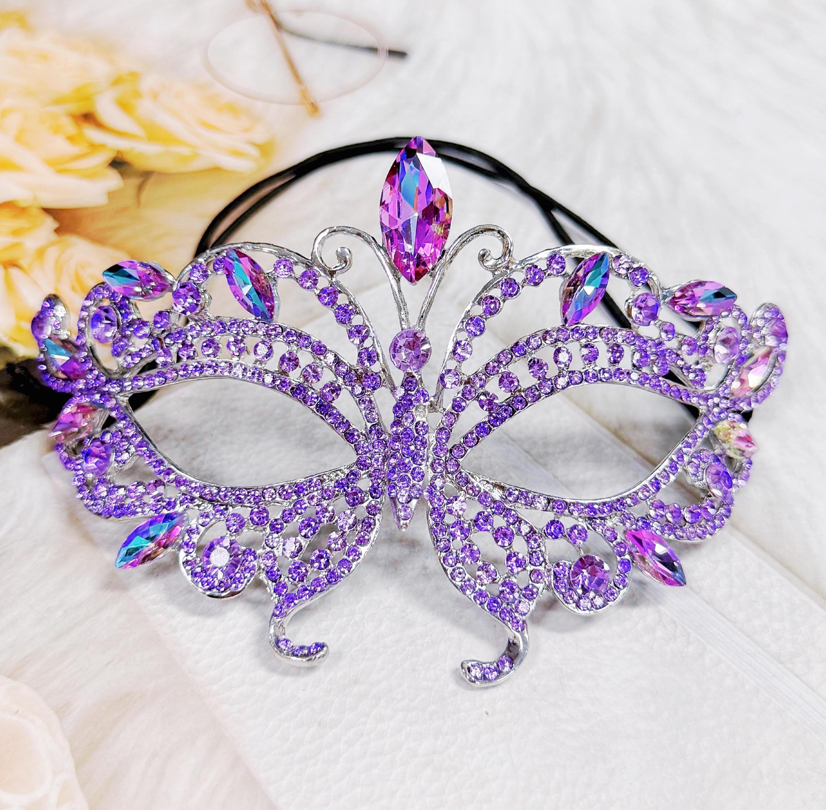 Glitter Party Mask For Women Barode Sparkly Rhinestone Mesh Mask Black ...