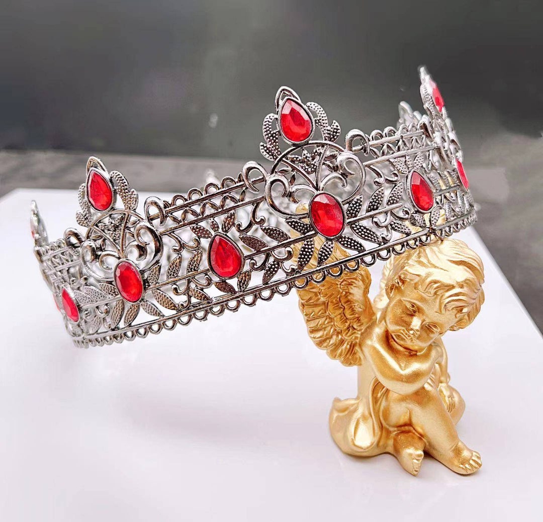 New Large Royal King Crowns for Men, Full Round Mens and Crowns Wedding Party Costume Hair