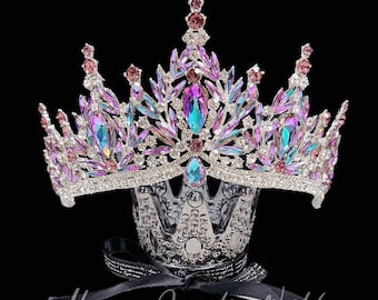 Lavender Wedding Tiara, Silver Bridal Headband, Bridesmaid Hair Accessory, Handmade Crystal Crown, Rhinestone Fairy Crown, Birthday Crown