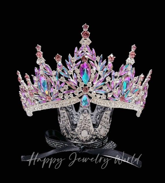 Rhinestone Crystal Tiara Crown Wedding Headband for Brides and Bridesmaids Opal & Crystal Bridal Tiara, Opal Wedding Headpiece, Crystal  main image 4