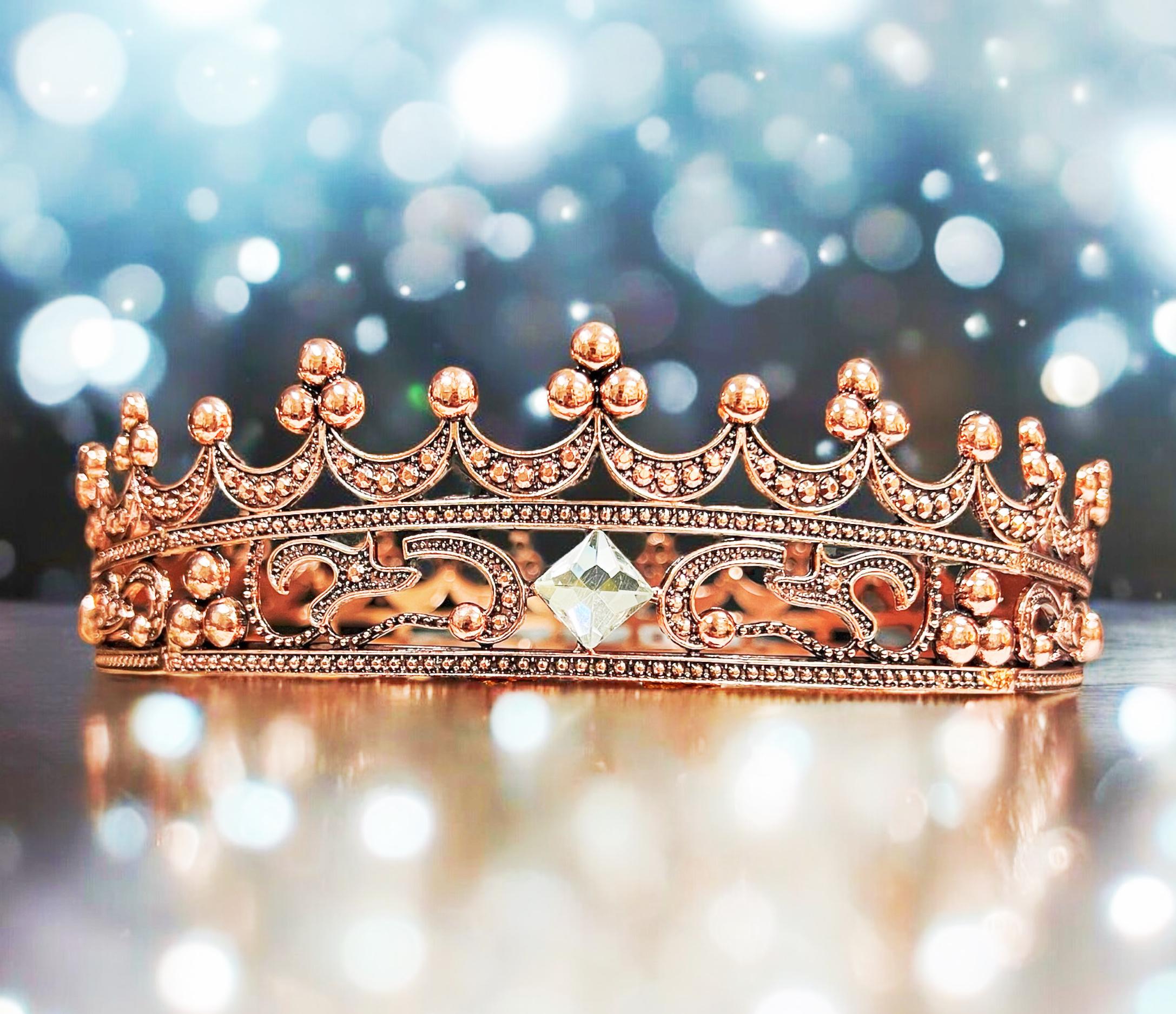 Handmade Copper Gold Crown Tiara Rhinestone Headpiece for Cosplay Weddings Copper Tiara with Blue Crystals – Handmade Elven Crown for  main image 4