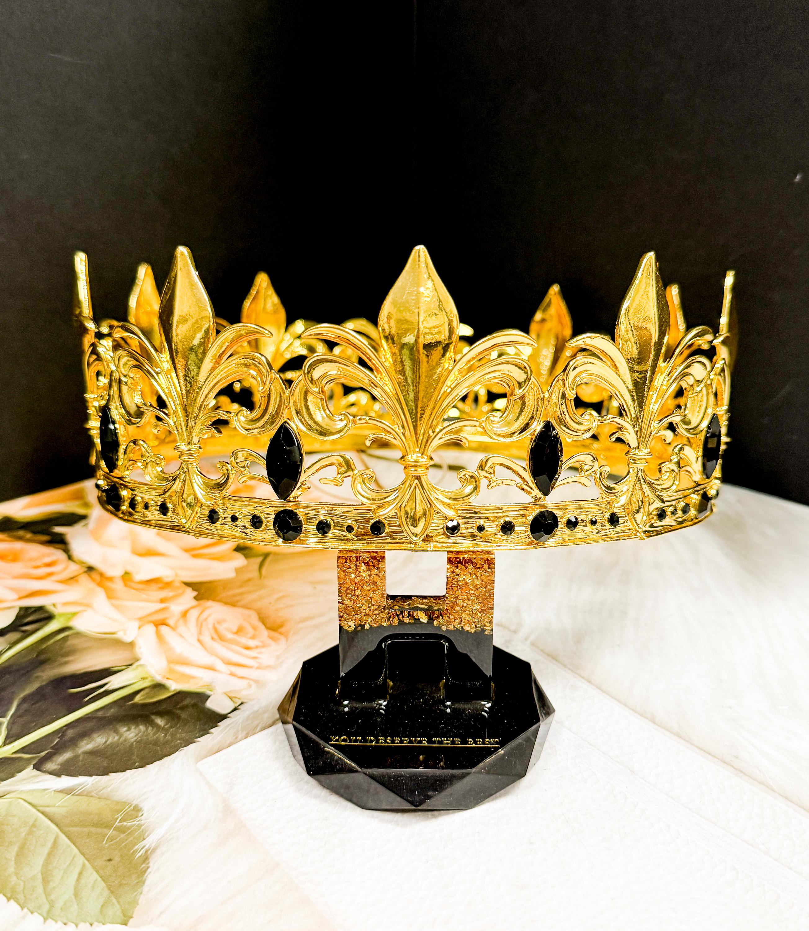 Gold Prince Crown: Black Stone Fleur De Lis Renaissance  display picture 1