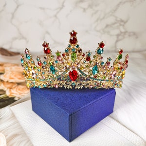 Rainbow Rhinestone Gold Tiara: Pride Parade Princess Crown