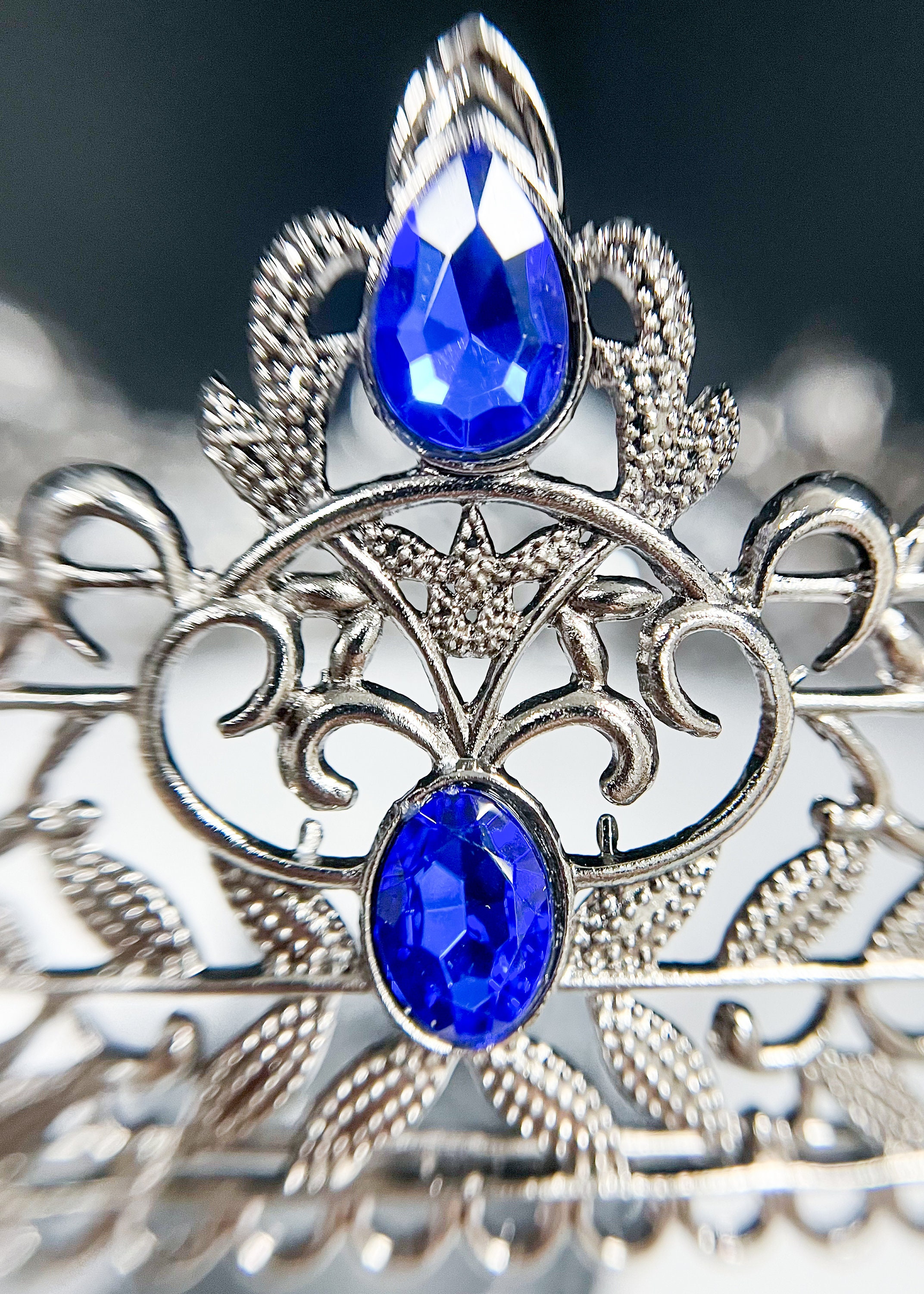 Royal King Crown, Blue Crystal Silver Rhinestone Wedding  display picture 2