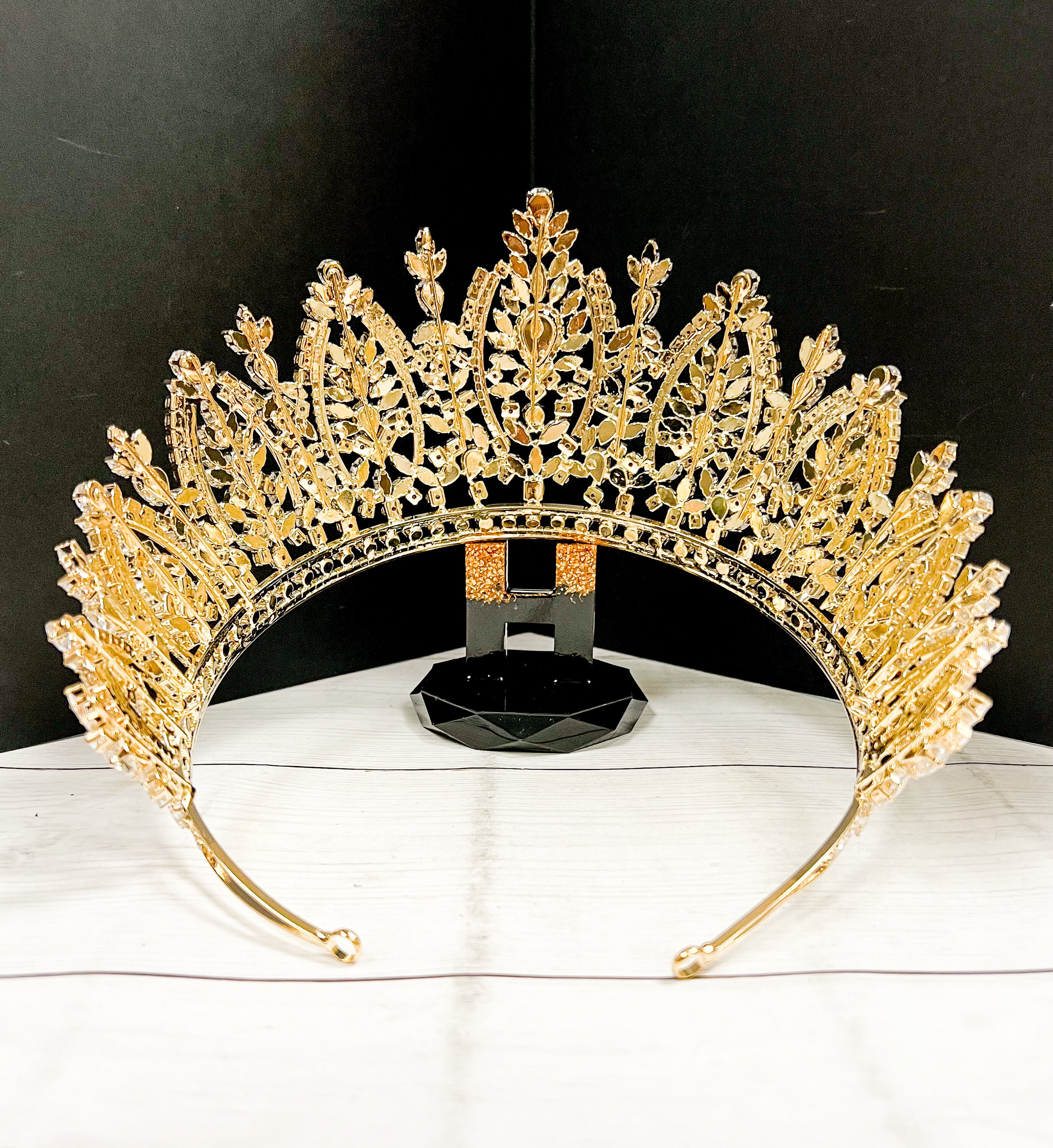 Large Gold Plated Crown with CZ Stones for Weddings & Pageants 4 Pack Queen Crowns for Women Pageant Crown with Combs  main image 3